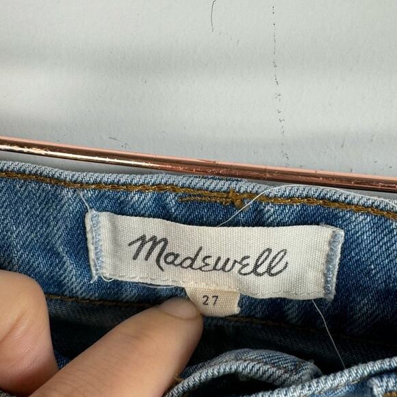 Madewell Women's Blue Rigid Denim A-Line Cut Out Edition Mini Skirt Size 27 - Picture 4 of 10